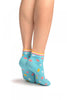 Blue With Rainbow Polka Dot Ankle High Socks