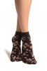 Sakura Flowers On Slate Grey Japanese Ankle High Socks