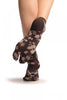 Sakura Flowers On Slate Grey Japanese Ankle High Socks