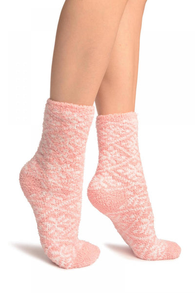 Pink Nordic Pattern Soft Feather Touch Bed Lounge Socks