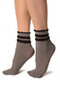 White & Black Checkered And Silky Comfort Top Ankle High Socks