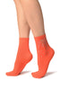 Orange Sequin Embellished Ankle High Socks