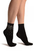 Black Sequin Embellished Ankle High Socks