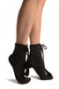 Dark Grey Lace Up With Silicon Grip Angora Ankle High Socks