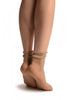 Beige With Roses And Silky Comfort Top Ankle High Socks