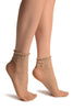 Nude With Little Dots And Diamonds Silky Comfort Top Ankle High Socks