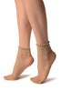 Nude With Little Dots And Diamonds Silky Comfort Top Ankle High Socks