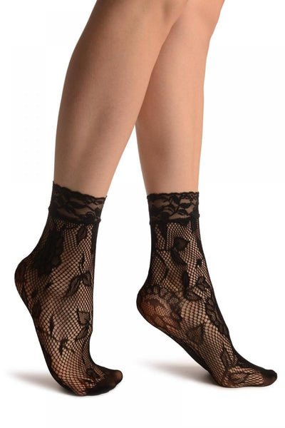 Sunflowers Black Lace Socks Ankle High