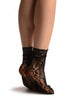 Roses On Mesh Black Lace Socks Ankle High