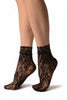 Roses On Mesh Black Lace Socks Ankle High