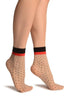 Nude With Black Polka Dots & Red Stripe Top Socks Ankle High