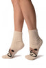 Cream With Cute Bear Terry Ankle High Socks