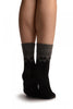 Grey & Black Duo With Snowflakes Angora Ankle High Socks