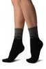 Grey & Black Duo With Snowflakes Angora Ankle High Socks