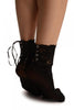 Black Opaque With Corset Back Lace Socks Ankle High