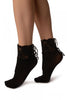 Black Opaque With Corset Back Lace Socks Ankle High