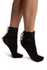 Black Opaque With Corset Back Lace Socks Ankle High