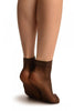 Brown Woven Dots Ankle High Socks