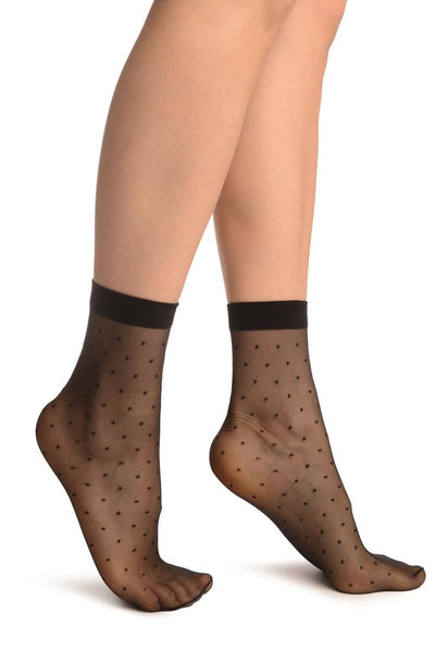 Black With Small Polka Dots Ankle High Socks