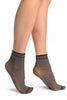 Black & White Stripes With Geometrical Top Ankle High Socks
