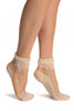 Cream Versalles Lace On Invisible Mesh Ankle High Socks