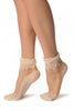 Cream Versalles Lace On Invisible Mesh Ankle High Socks