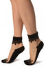 Black Versalles Lace On Invisible Mesh Ankle High Socks