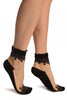 Black Versalles Lace On Invisible Mesh Ankle High Socks