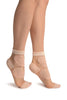 Peach Hearts On Invisible Mesh Ankle High Socks
