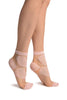 Baby Pink Hearts On Invisible Mesh Ankle High Socks