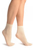 Cream Plain Ankle High Socks