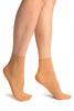Beige Nude Plain Ankle High Socks