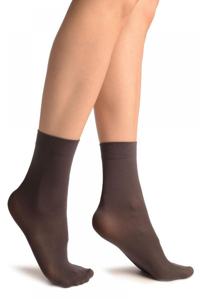 Dark Grey Plain Ankle High Socks