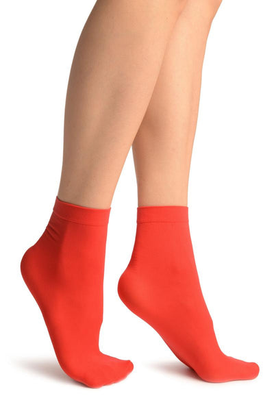 Red Plain Ankle High Socks