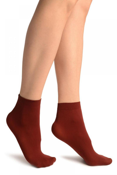 Burgundy Red Plain Ankle High Socks