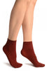 Burgundy Red Plain Ankle High Socks