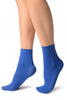 Royal Blue Plain Ankle High Socks