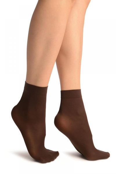 Chocolate Brown Plain Ankle High Socks