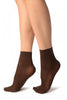 Chocolate Brown Plain Ankle High Socks