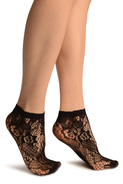 Black Roses Lace Socks Ankle High