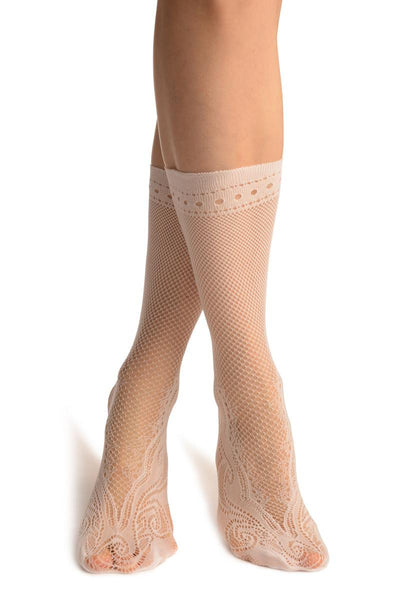 White Peisleys Lace Socks Ankle High