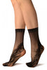 Black Peisleys Lace Socks Ankle High