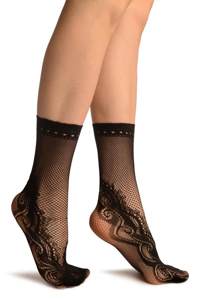 Black Peisleys Lace Socks Ankle High