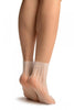 White Four Petals Stripes Lace Socks Ankle High