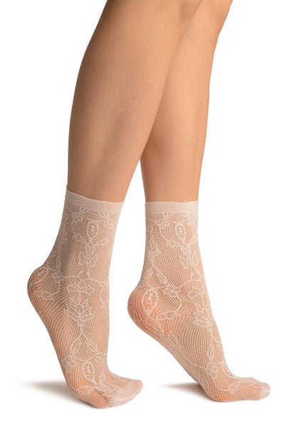 White Bell Flowers Lace Socks Ankle High
