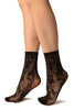 Black Bell Flowers Lace Socks Ankle High