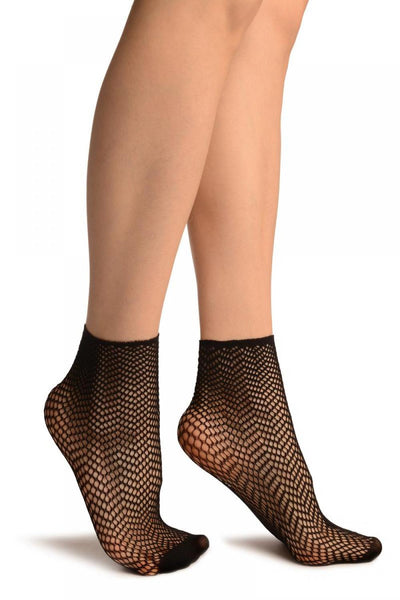 Black ZigZag Mesh Lace Socks Ankle High