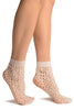 White Medium Wavy Mesh Lace Socks Ankle High