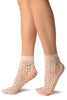 White Medium Wavy Mesh Lace Socks Ankle High