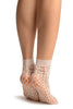 White Medium Wavy Mesh Lace Socks Ankle High